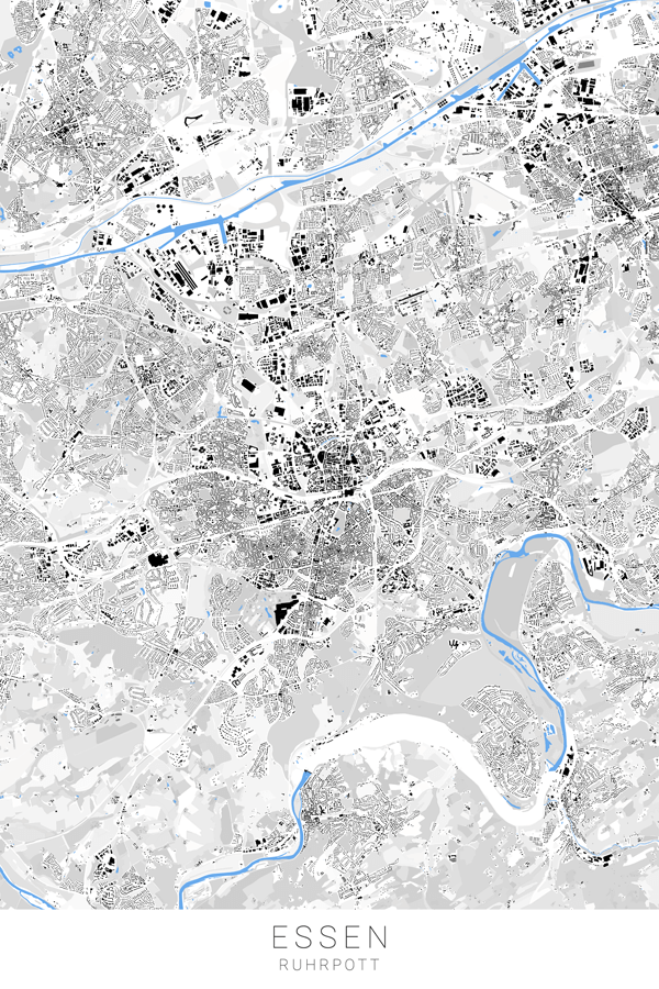 Stadtplan Essen Ruhrpott Heimat Schwarzplan