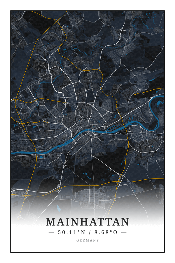 Stadtplan Frankfurt Mainhattan im Stile Midnight