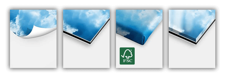 Unsere Materialien: Poster, Alu-Dibond, Leinwand, Acrylglas