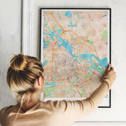 Gerahmtes Poster von Amsterdam im Stil Wasserfarbe