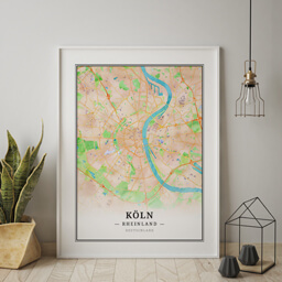 Gerahmtes Poster von Köln im Stil Wasserfarbe