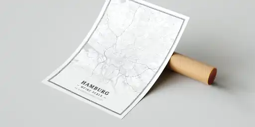 Posterrolle mit Stadtplan-Poster Hamburg