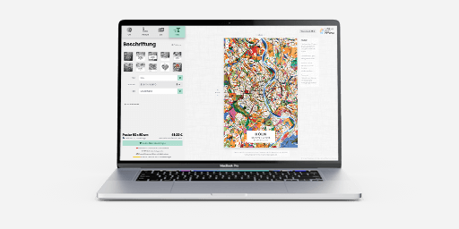 Laptop mit Stadtplan-Konfigurator
