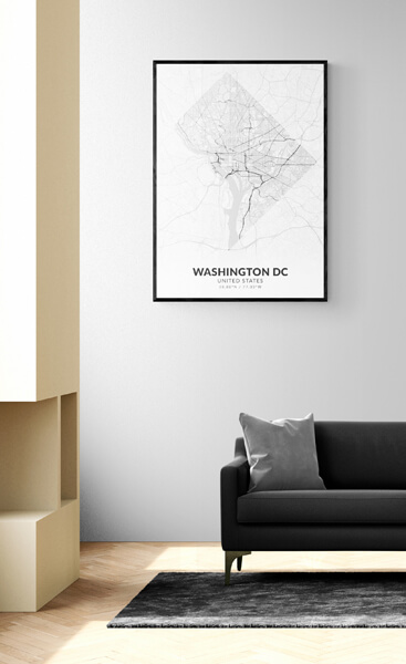 Einrichtung Minimalistisch mit Stadtplan von Washington DC im Stil ”Elegant”