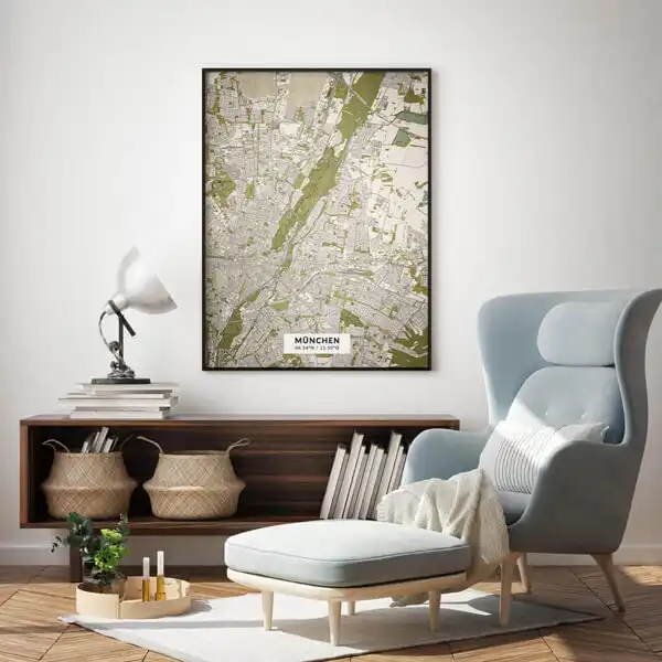 Einrichtung Vintage mit Stadtplan von Nürnberg im Stil ”Vintage”