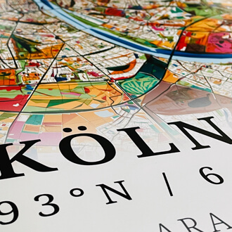 Detailansicht Stadtplanposter Köln im Stil Kandinsky