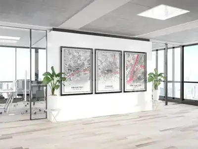 Stadtkarten im Office in Corporate Design